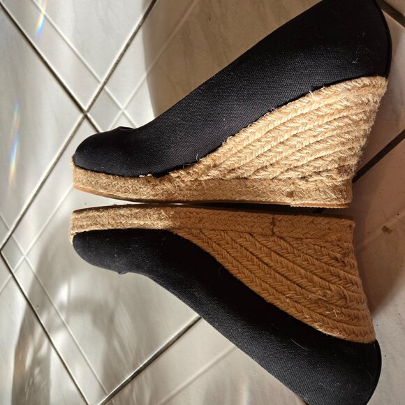 NWOB J Crew Seville Espadrille Wedge Heels Black 8.5 - Picture 5 of 7